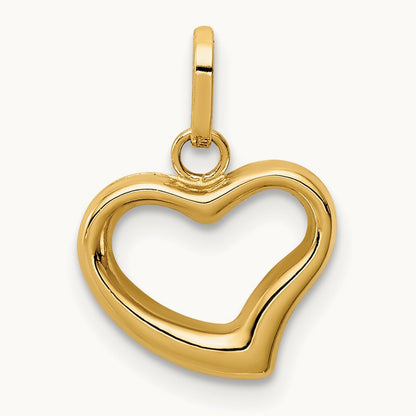 Polished Cut-out Puffed Heart Charm, 14K