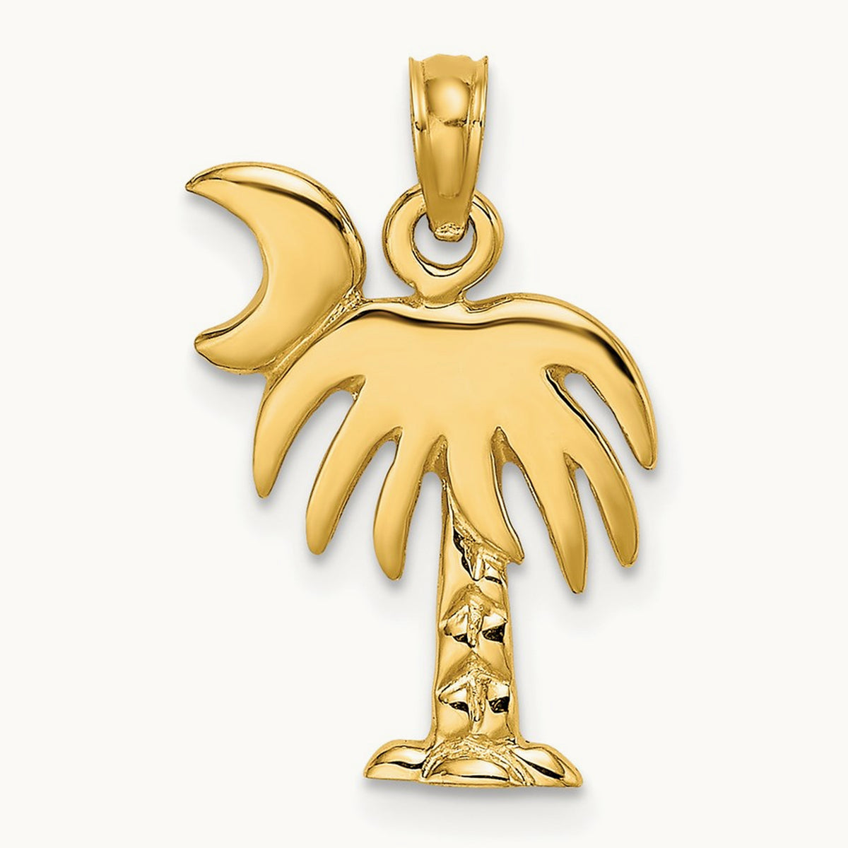 Polished Charleston Palm Tree Charm — 14K Yellow Gold