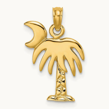 Polished Charleston Palm Tree Charm — 14K Yellow Gold