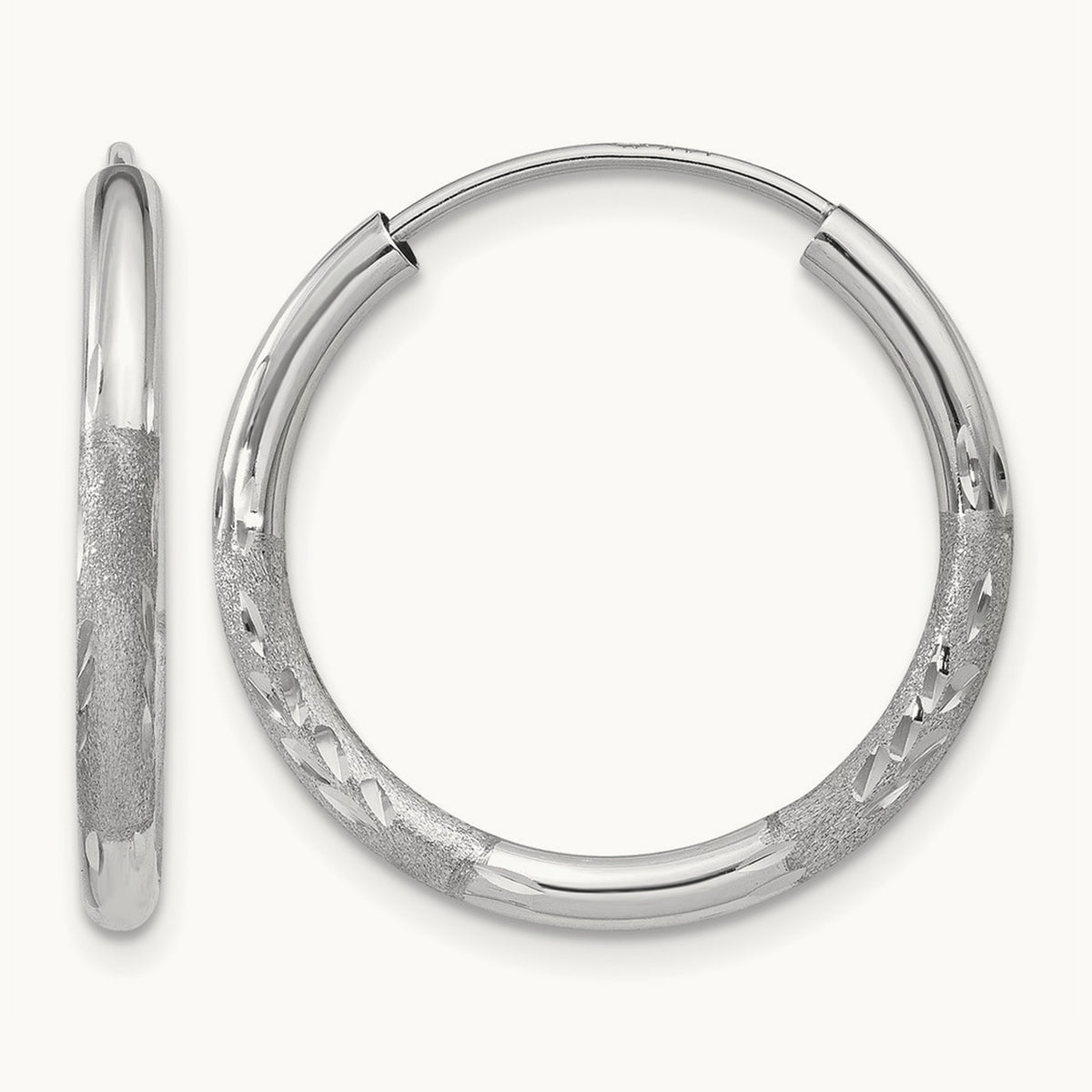 Diamond-cut Endless Hoop Earrings — 18mm, 2mm