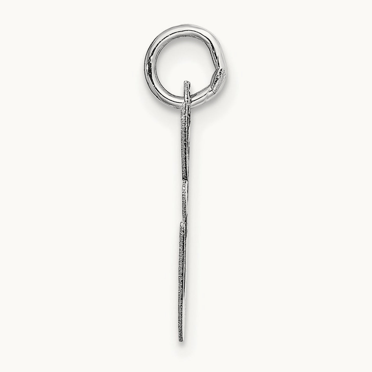Medium Fancy Script Initial Charm — 14K White Gold, E
