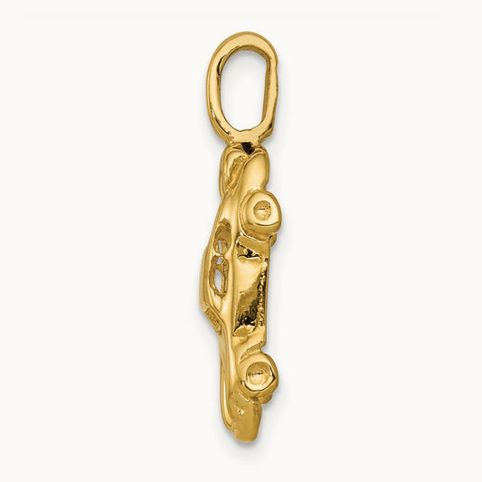 3D Sports Car Charm, 14K