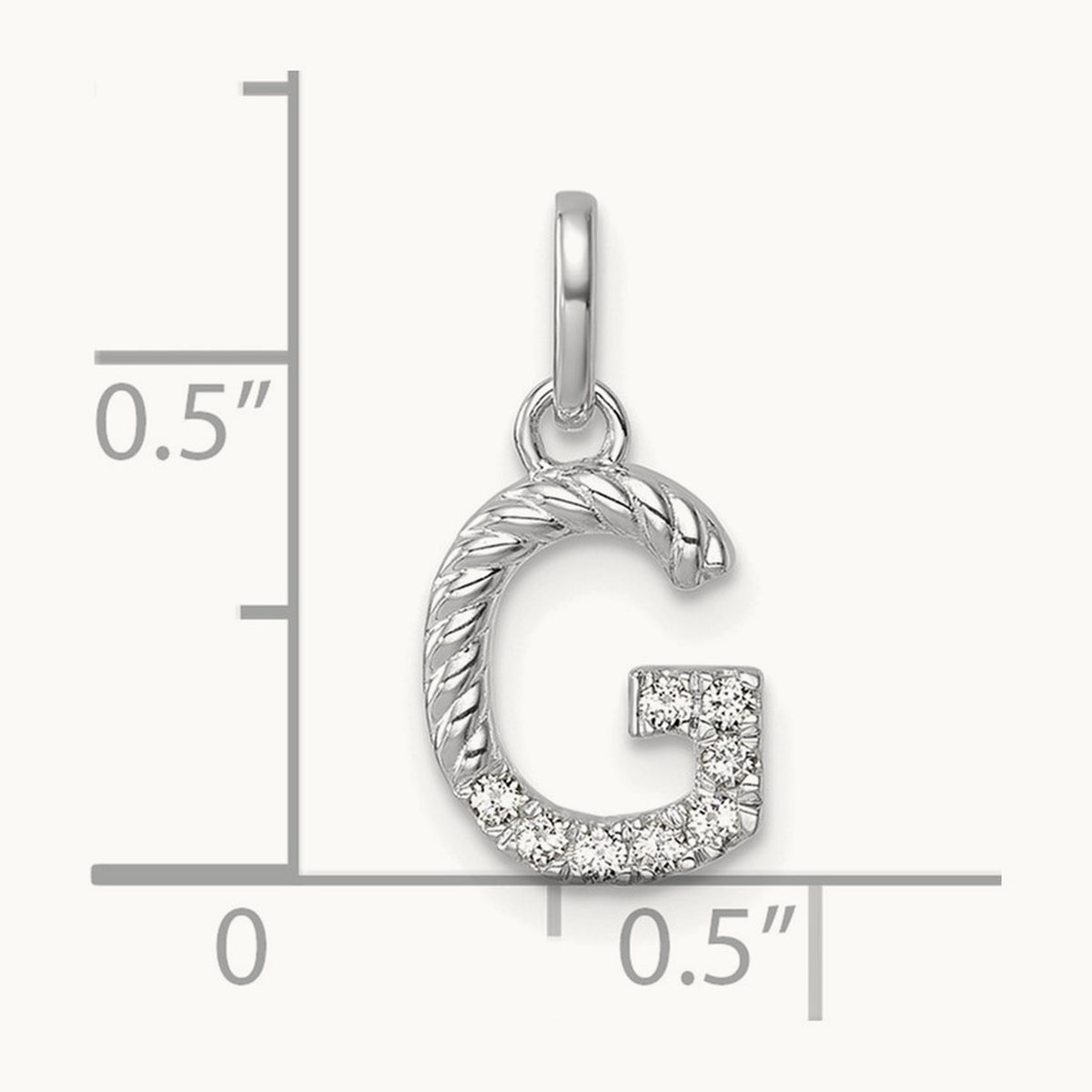 Twisted Diamond Charm — 14K White Gold, G