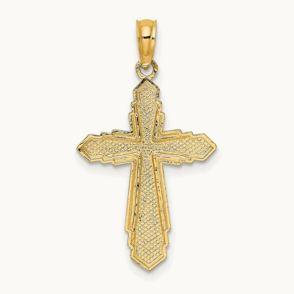 Solid Beaded Cross Charm, 14K
