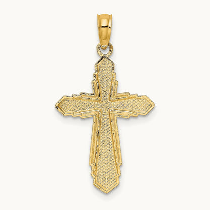 Solid Beaded Cross Charm, 14K