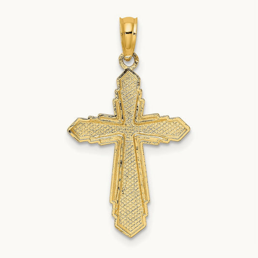 Solid Beaded Cross Charm, 14K