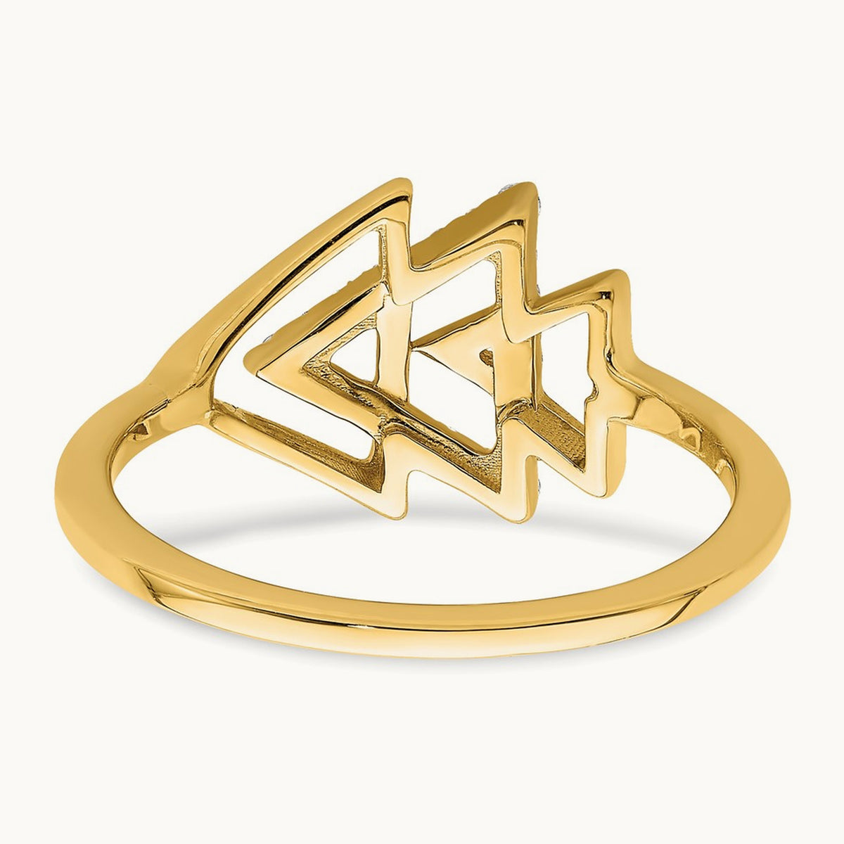 Polished Triple Triangle Diamond Ring, 14K