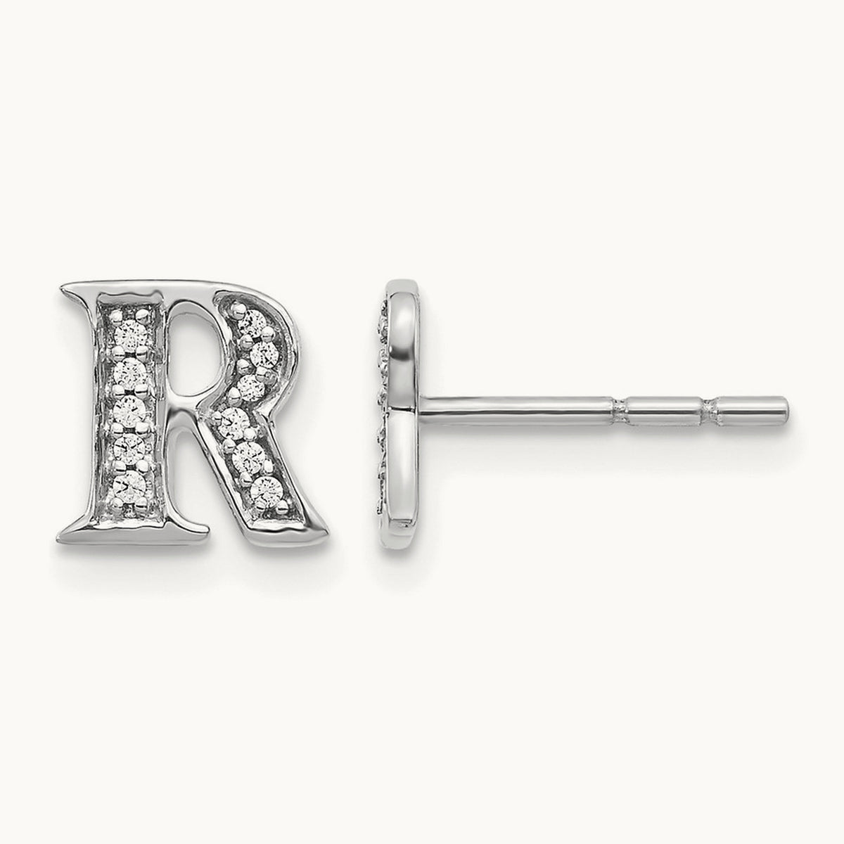 Diamond Earrings — 14K White Gold, 8mm, R