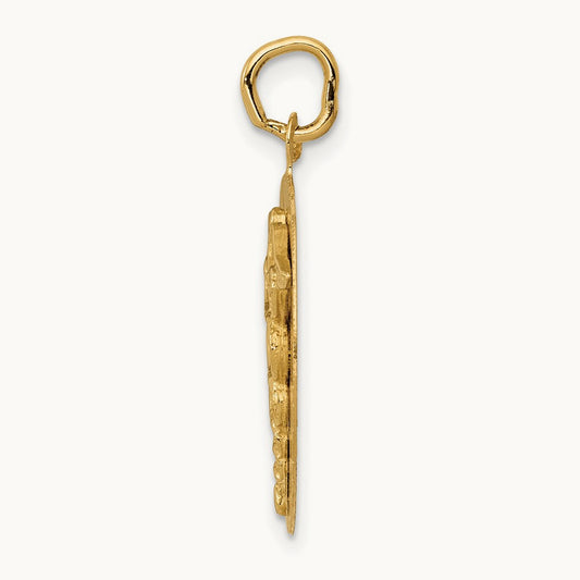 Caduceus Disc Charm, 14K