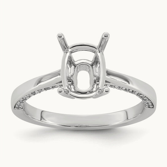 Long Cushion Center Semi-Mount Ring, 0.20 ct tw Lab-Grown Diamond