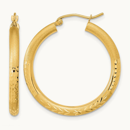 Polished Satin and Diamond-cut Hoop Earrings — photo set