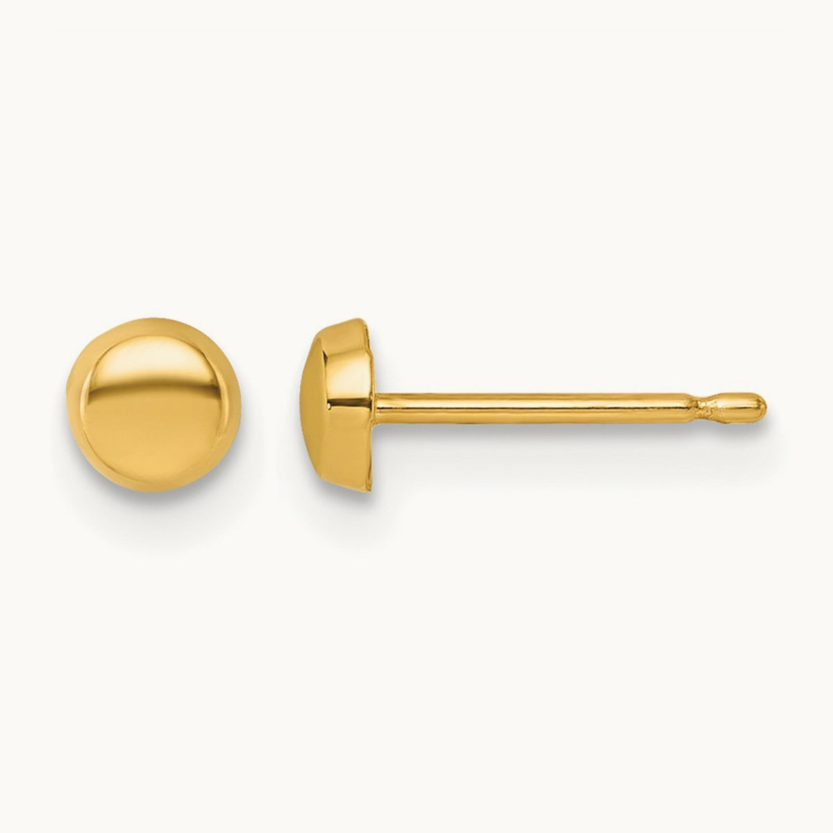 Polished Button Post Earrings — 14K Yellow Gold, 4mm