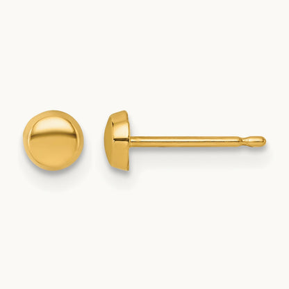 Polished Button Post Earrings — 14K Yellow Gold, 4mm