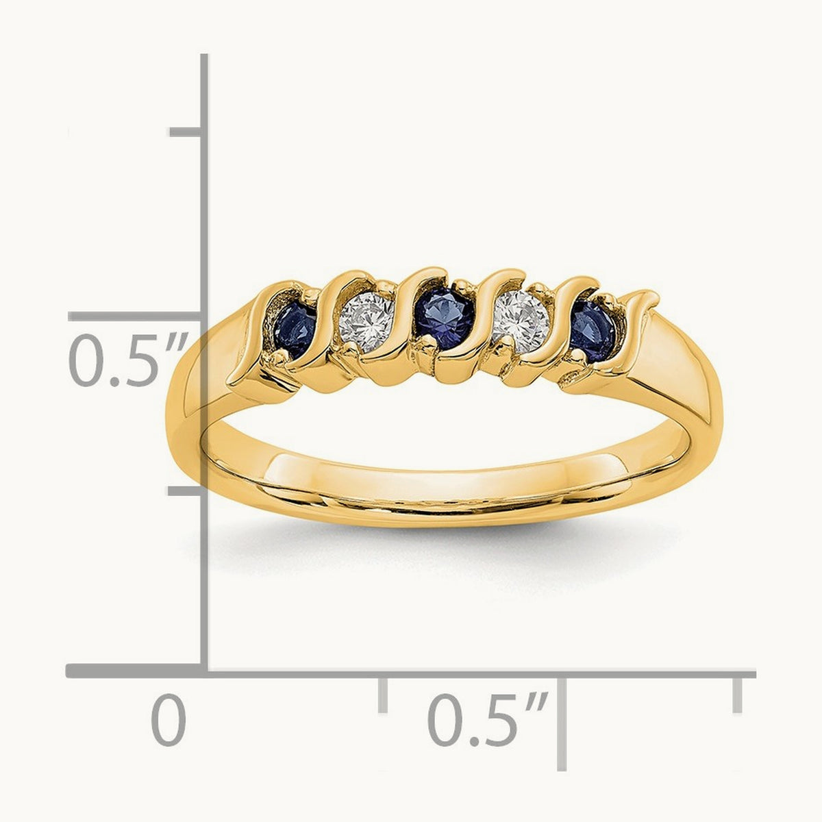 Diamond with Sapphire Band — 14K Yellow Gold, 0.09 ct, 7