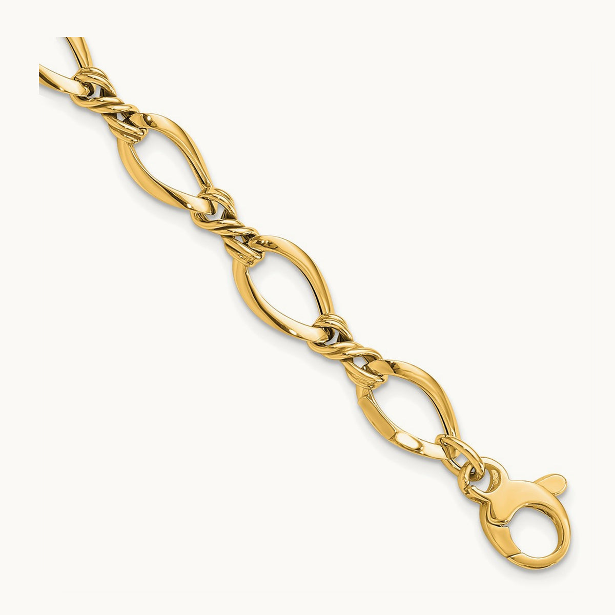 Fancy Link 7.5in Bracelet — 14K Yellow Gold