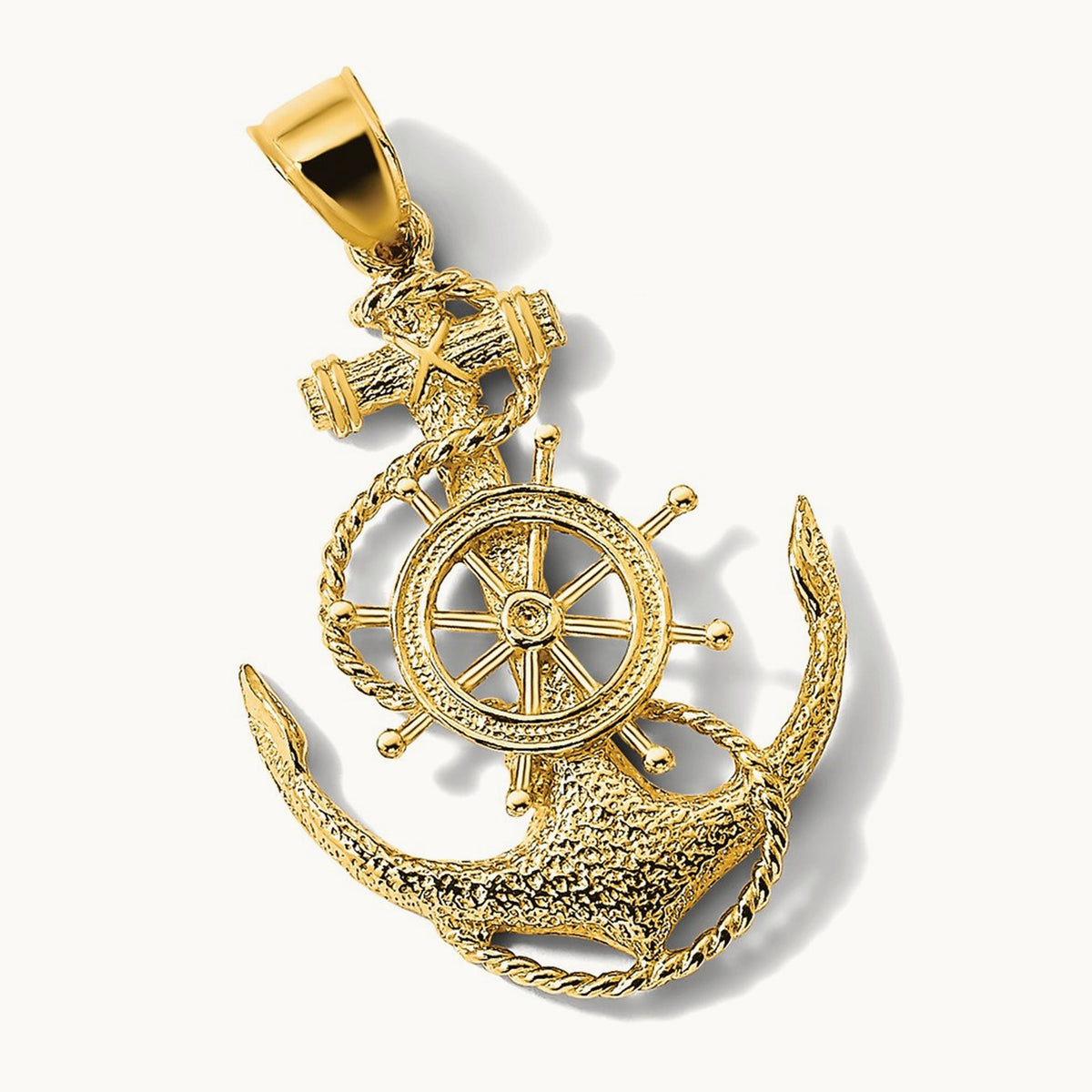 2-D Anchor and Wheel Charm, 14K