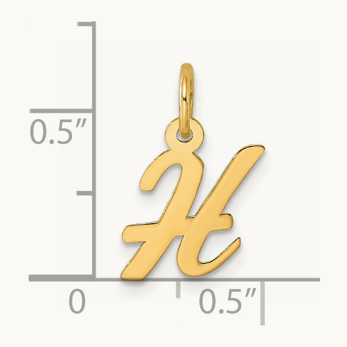 Small Script Letter H Initial Charm, 14K