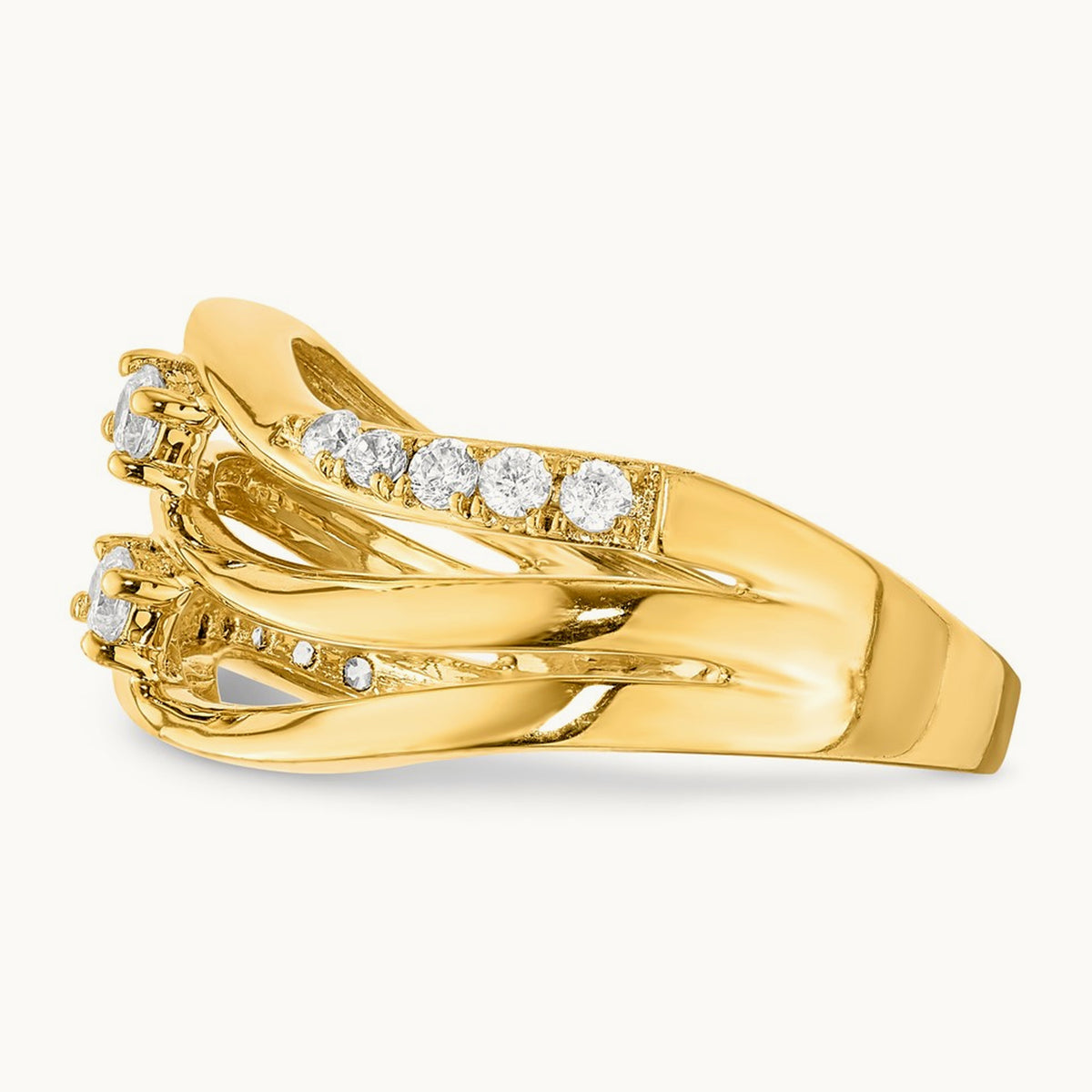 Multi-Row Wave Fashion Ring — 14K White Gold, 7
