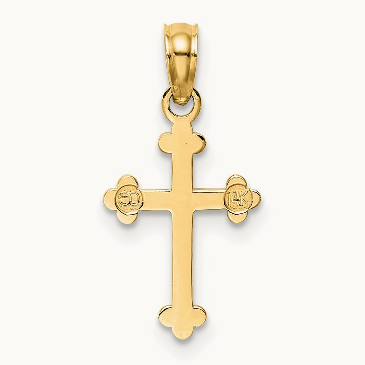 Budded Cross Charm — 14K Yellow Gold, 20mm