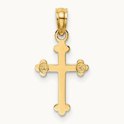 Budded Cross Charm — 14K Yellow Gold, 20mm