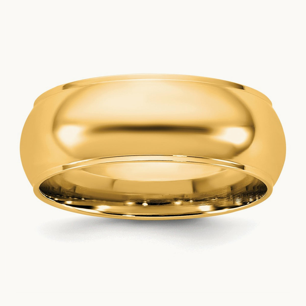 Half Round with Edge Band, 7mm, 10K Yellow Gold