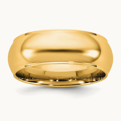Half Round with Edge Band, 7mm, 10K Yellow Gold