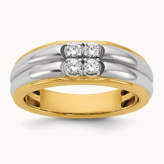 14ktt IB Goodman Mens Polished Complete 4-Stone 1/3ct Diamond Ring