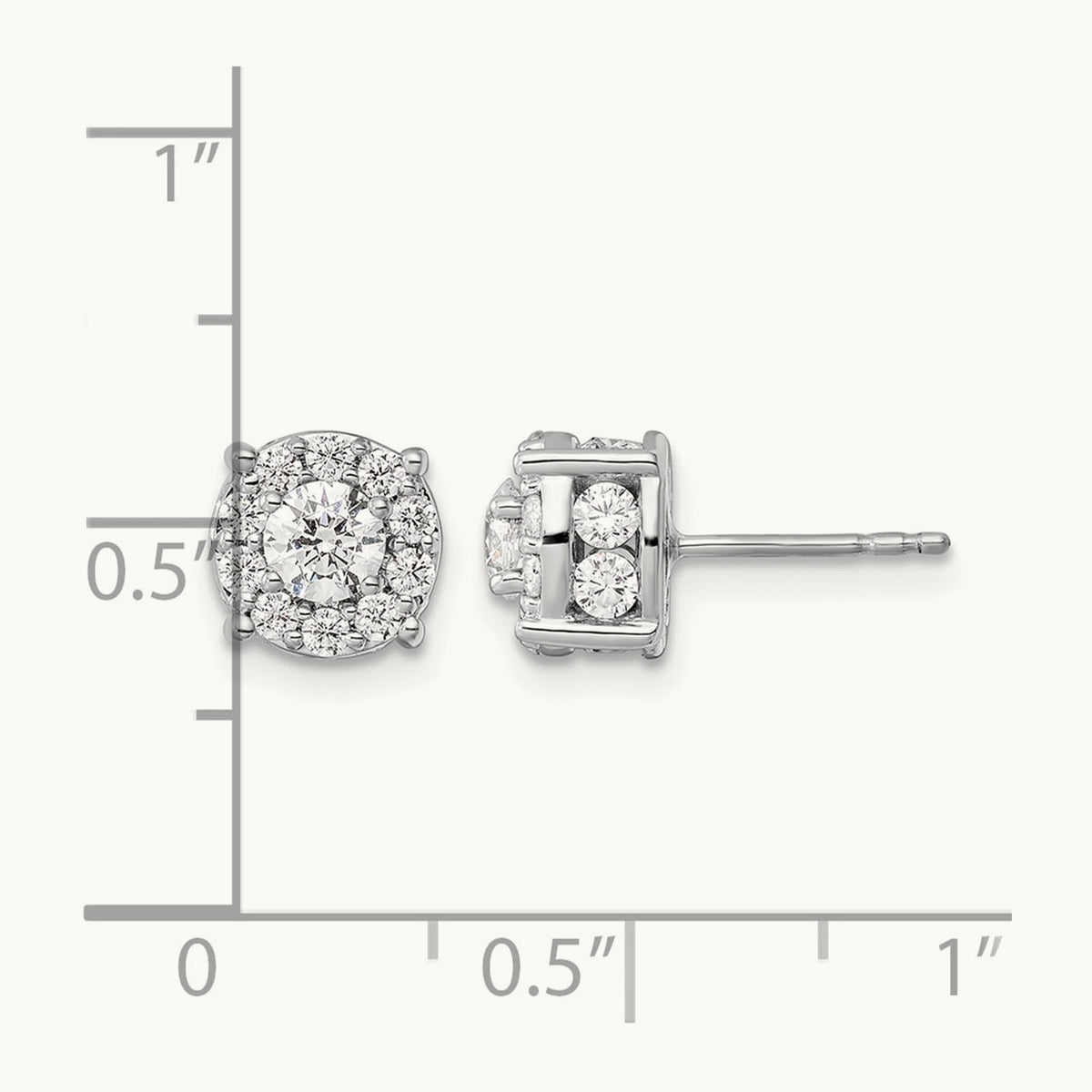 Round Halo Post Earrings, 1.00-2.00 ct tw Lab-Grown Diamond — 1 1/2 ct (2)