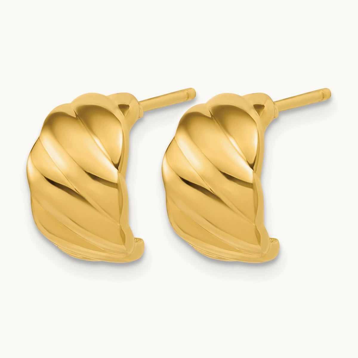 Polished and Grooved J-Hoop Post Earrings — Leslie's — photo set