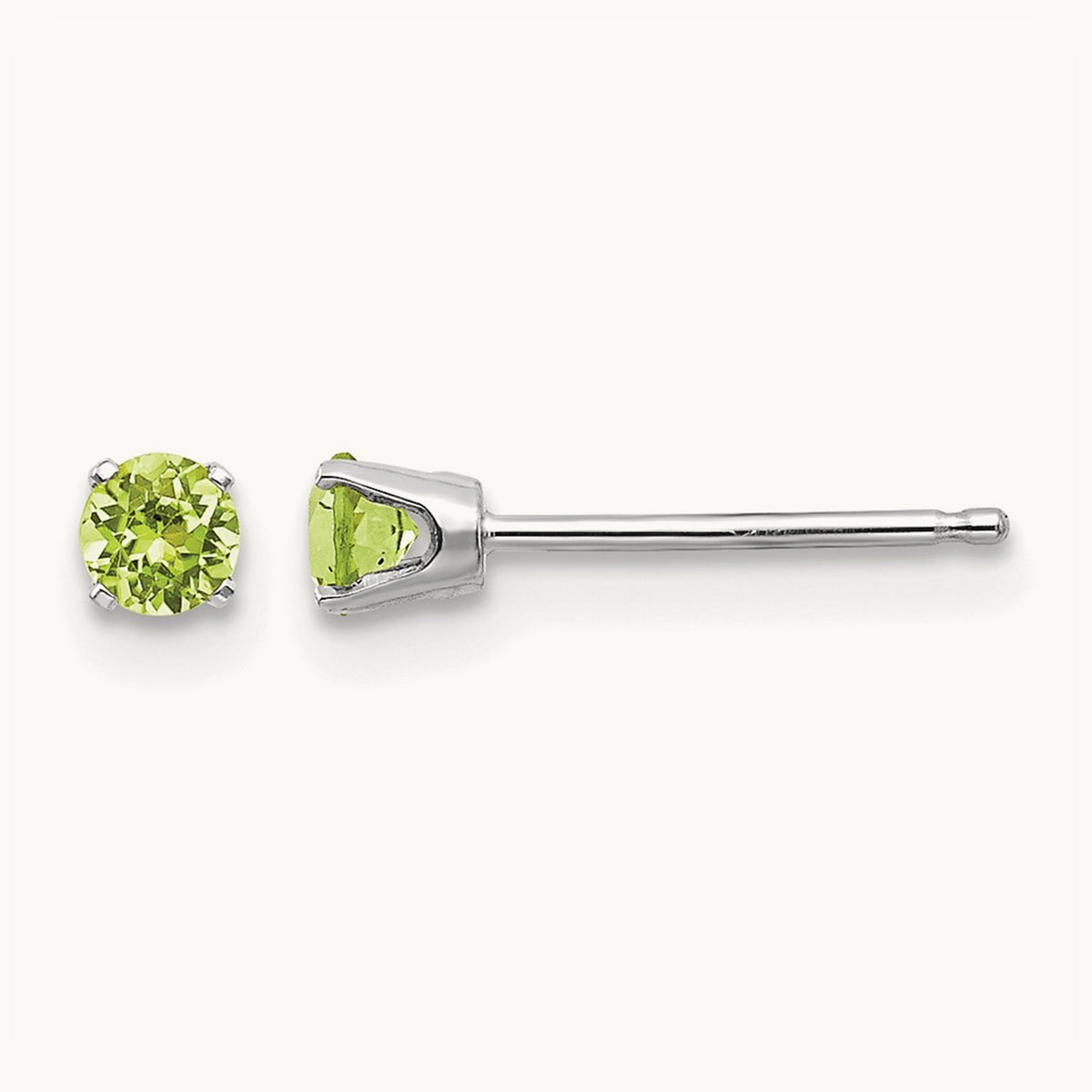 Peridot Stud Earrings, 14K White Gold