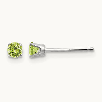 Peridot Stud Earrings, 14K White Gold