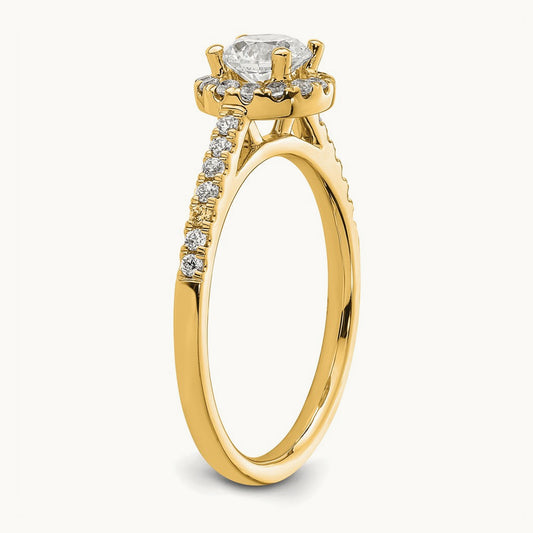 Halo Engagement Ring, 0.75 ct tw Lab-Grown Diamond — 14K Yellow Gold