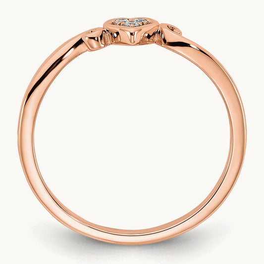 Polished Heart Diamond Ring, 14K Rose Gold