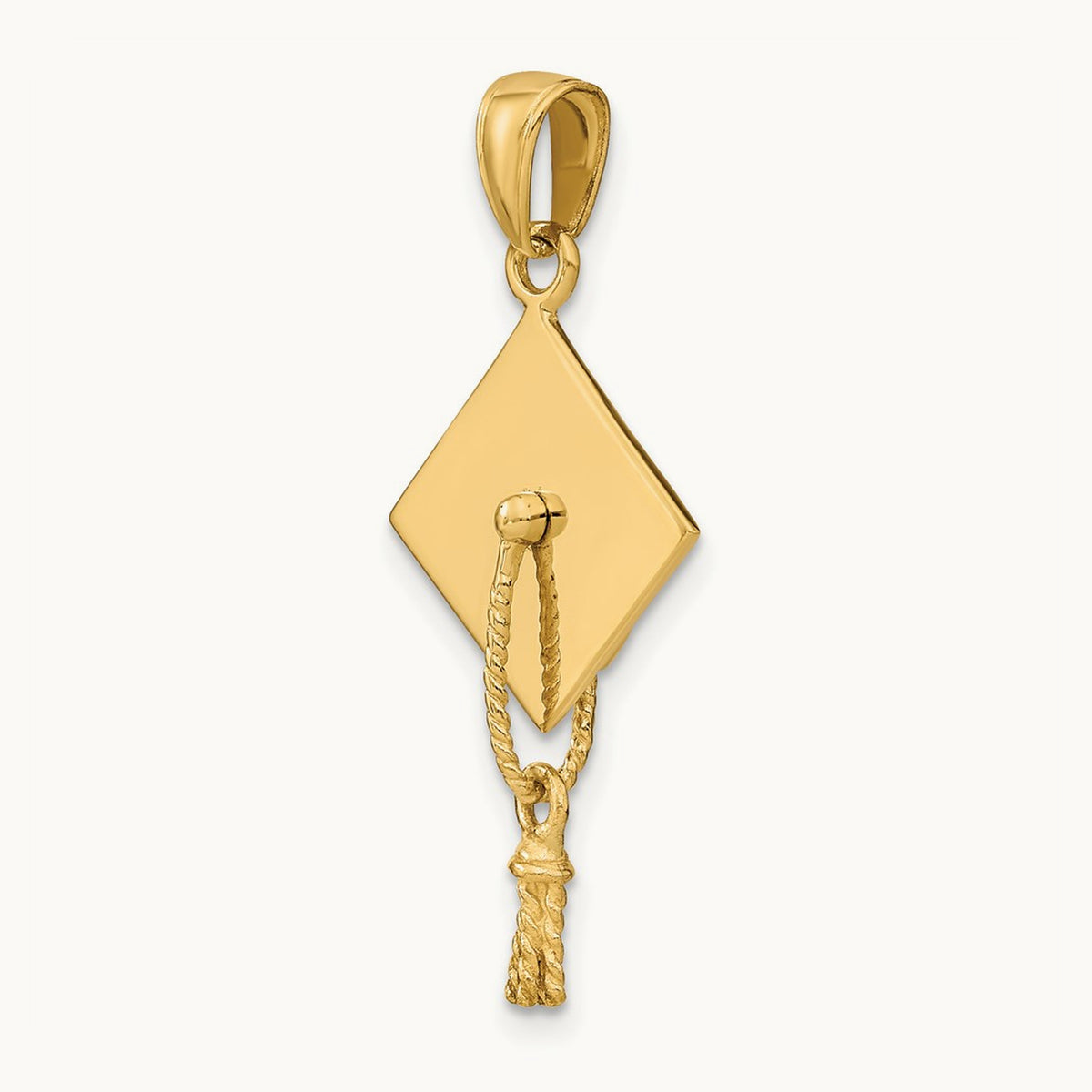 3-D Graduation Cap with Moveable Tassle Charm — 14K Yellow Gold