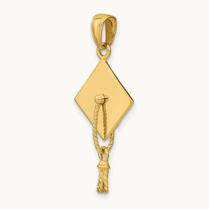 3-D Graduation Cap with Moveable Tassle Charm — 14K Yellow Gold