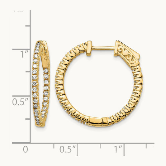 Diamond Round Hoop w/Safety Clasp Earrings, 14K