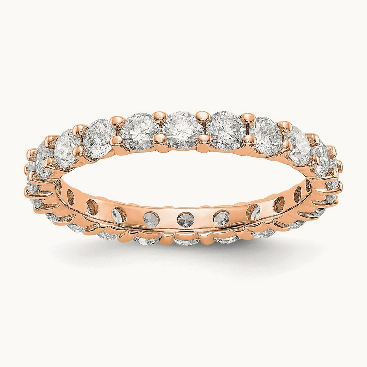 Polished Shared Prong Diamond Eternity Band — 14K Rose Gold (2)