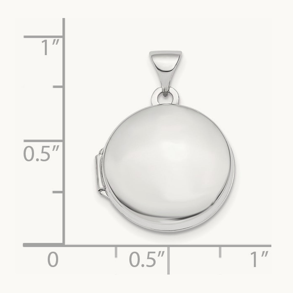 Polished Domed Round Locket — 14K White Gold, 16mm