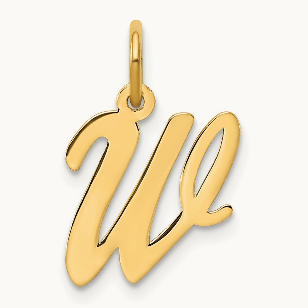 Medium Script Initial Charm — 14K Yellow Gold, W