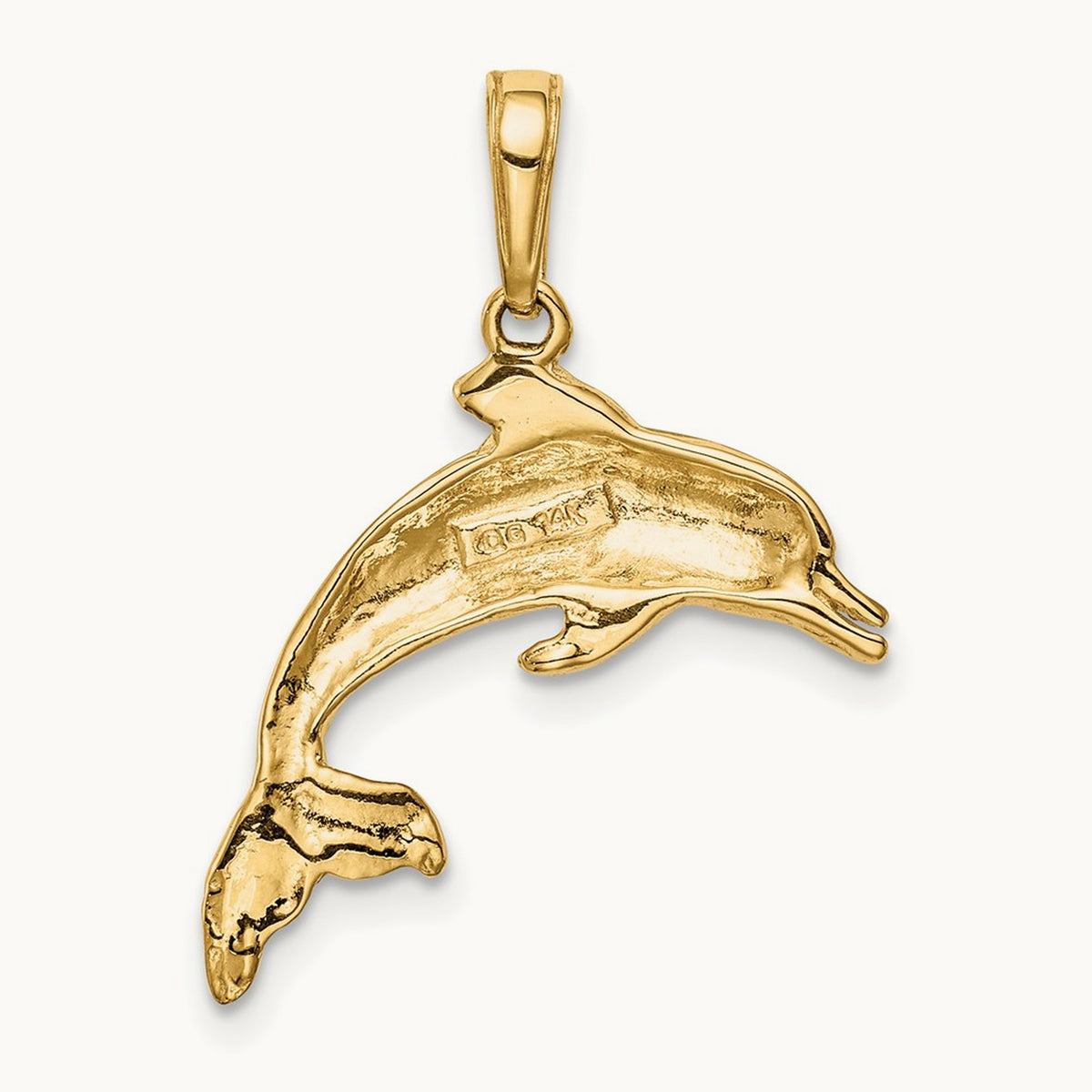 Dolphin Swimming Pendant, 14K