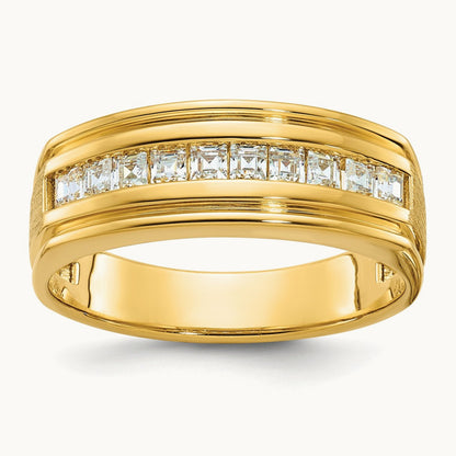 IBGoodman Men's Polished & Satin Square 10-Stone Diamond Ring, 14K