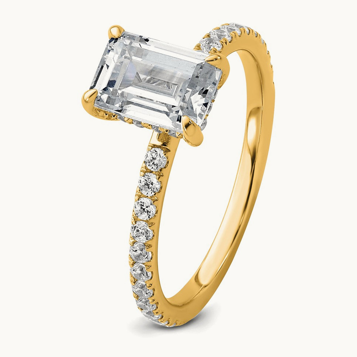 Emerald Solitaire Engagement Ring, 1.25-2.25 ct tw Lab-Grown Diamond — 14K Yellow Gold, 7 (2)