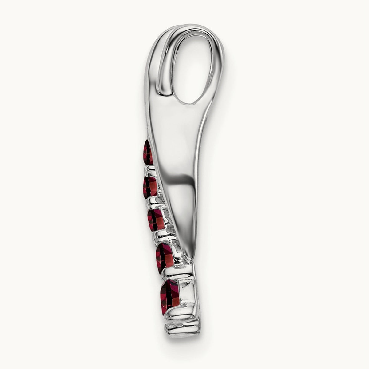 Garnet Journey Chain Slide, 14K White Gold