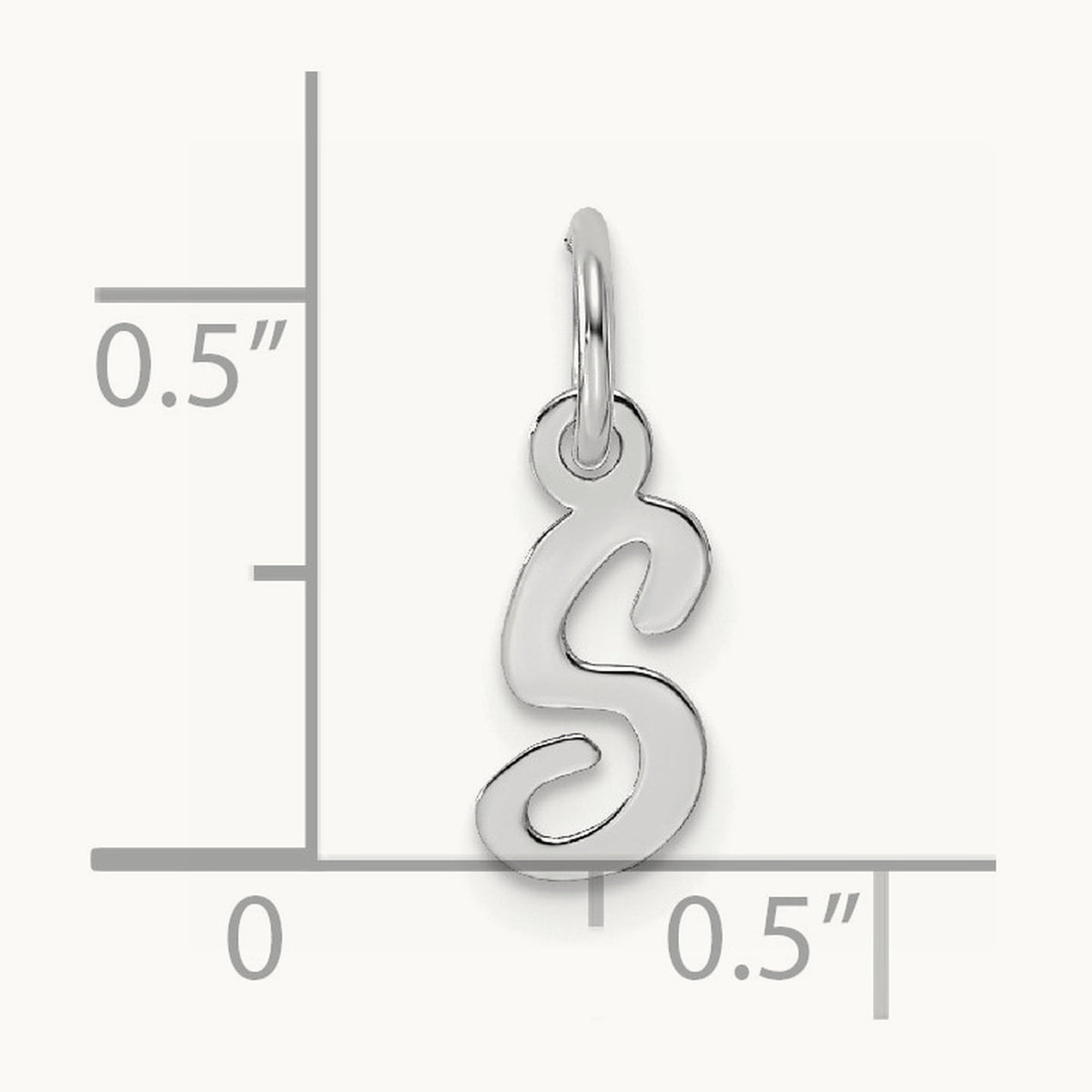 Small Script Letter S Initial Charm, 14K White Gold