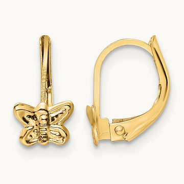 Madi K Polished Butterfly Leverback Earrings, 14K