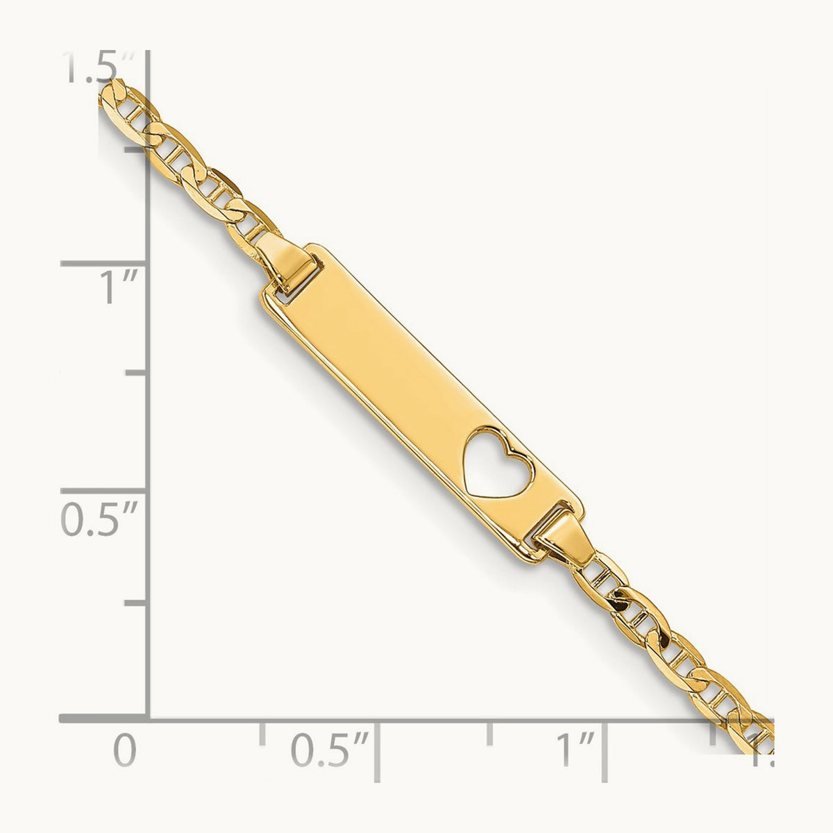 Cut-out Heart Anchor Link ID Bracelet — 5.5mm