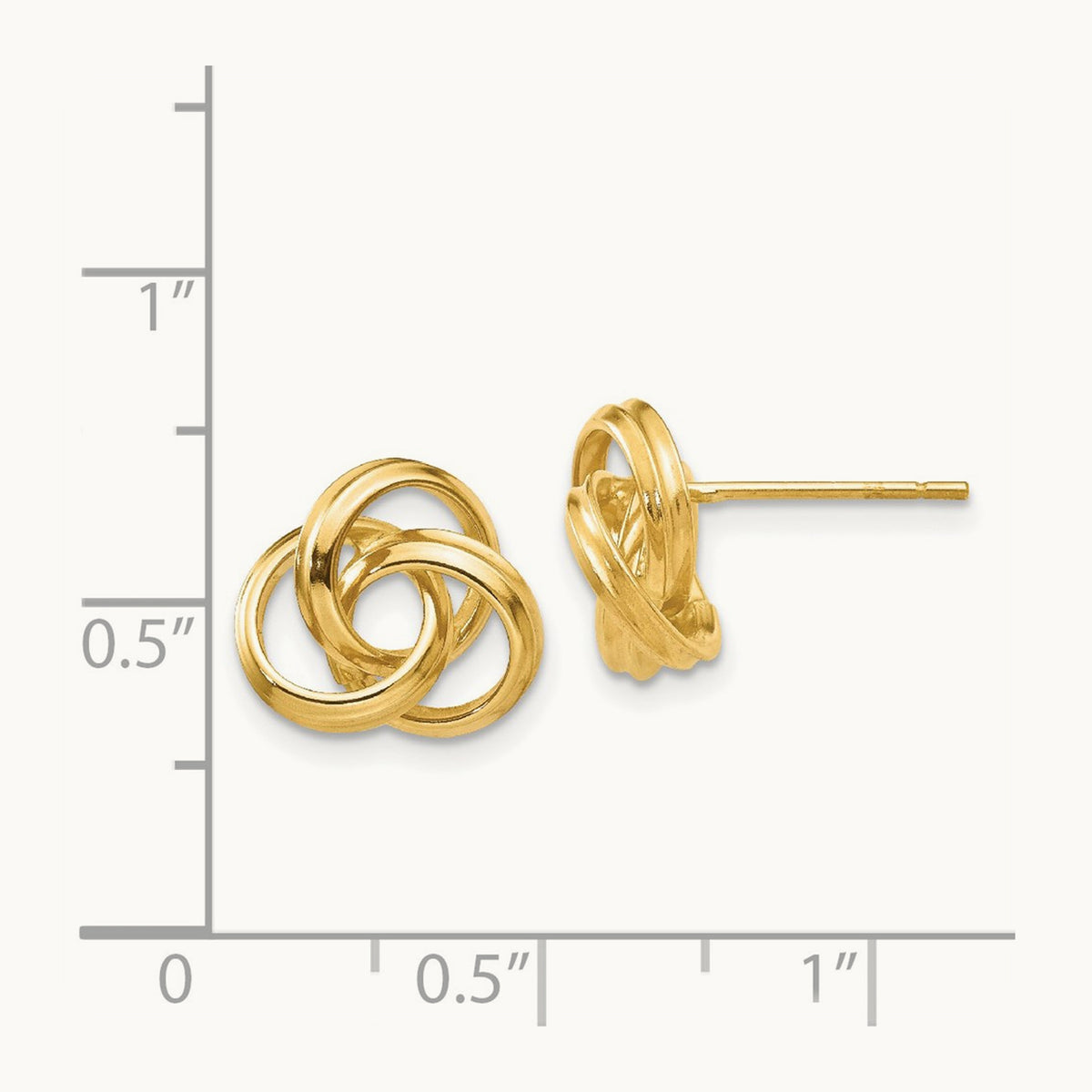 Polished Love Knot Post Earrings, 14K