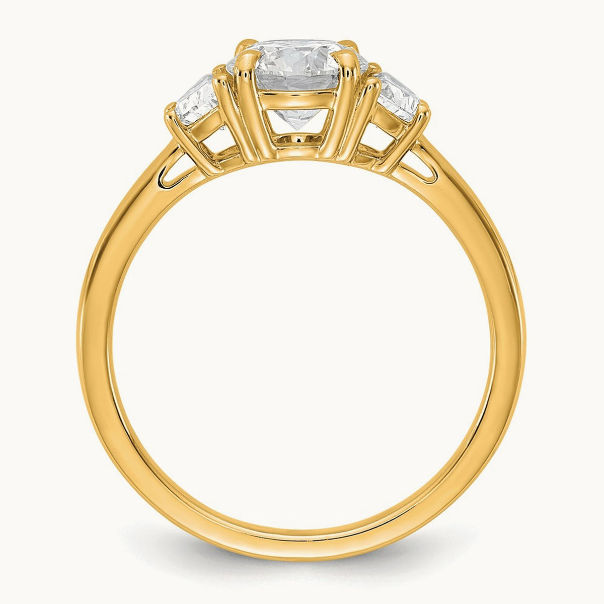 Round 3 Stone Engagement Ring, 1.25-4.00 ct tw Lab-Grown Diamond — 1 3/8 ct, 14K Yellow Gold