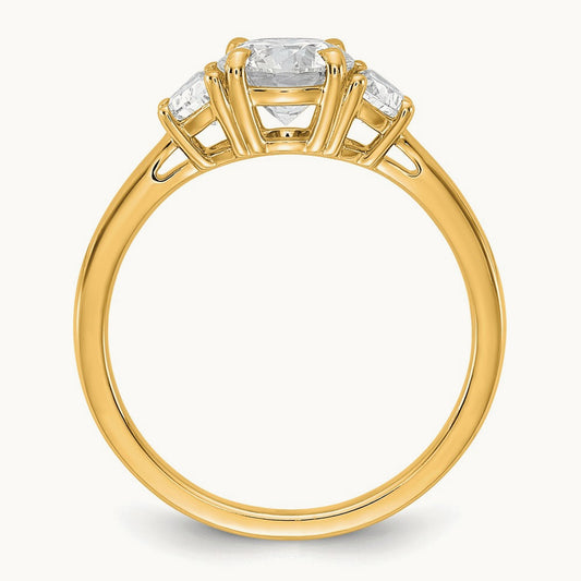 Round 3 Stone Engagement Ring, 1.25-4.00 ct tw Lab-Grown Diamond — 1 3/8 ct, 14K Yellow Gold