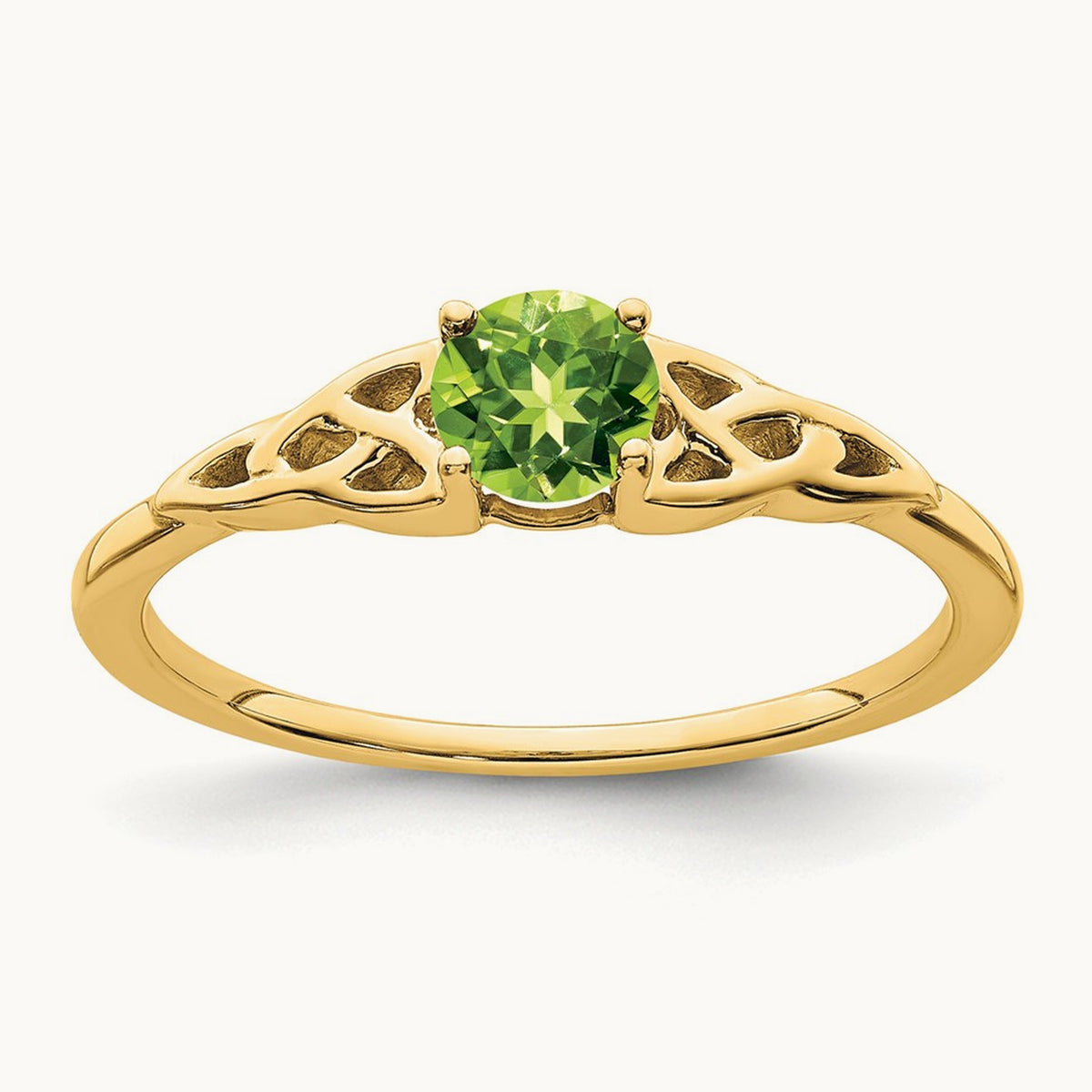 Peridot Celtic Knot Ring — 14K Yellow Gold, 7